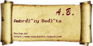 Ambrózy Beáta névjegykártya